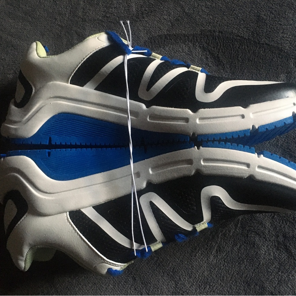 Black Mesh Athletic Sneakers with Blue Laces and Lime Interior - Picture 4 of 6